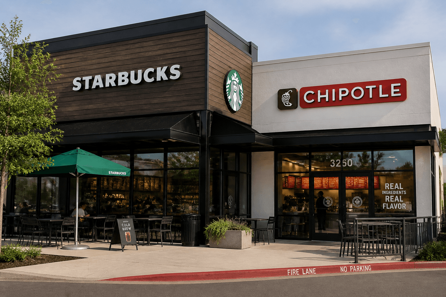 Starbucks and Chipotle in same image